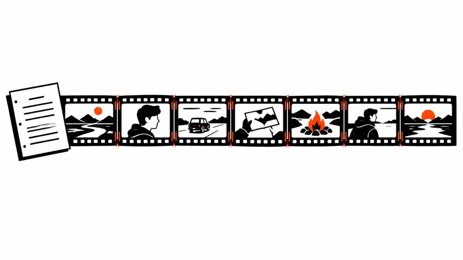 A long strip of short clips stitched to a script: a long AI video