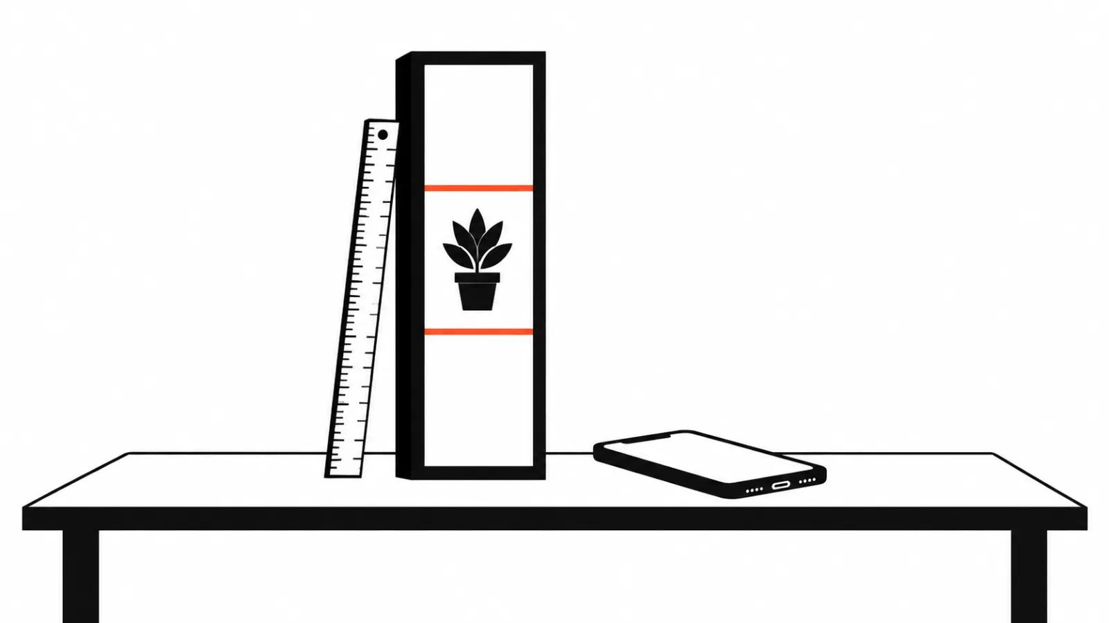 A vertical frame with a safe band in the middle and a phone beside it