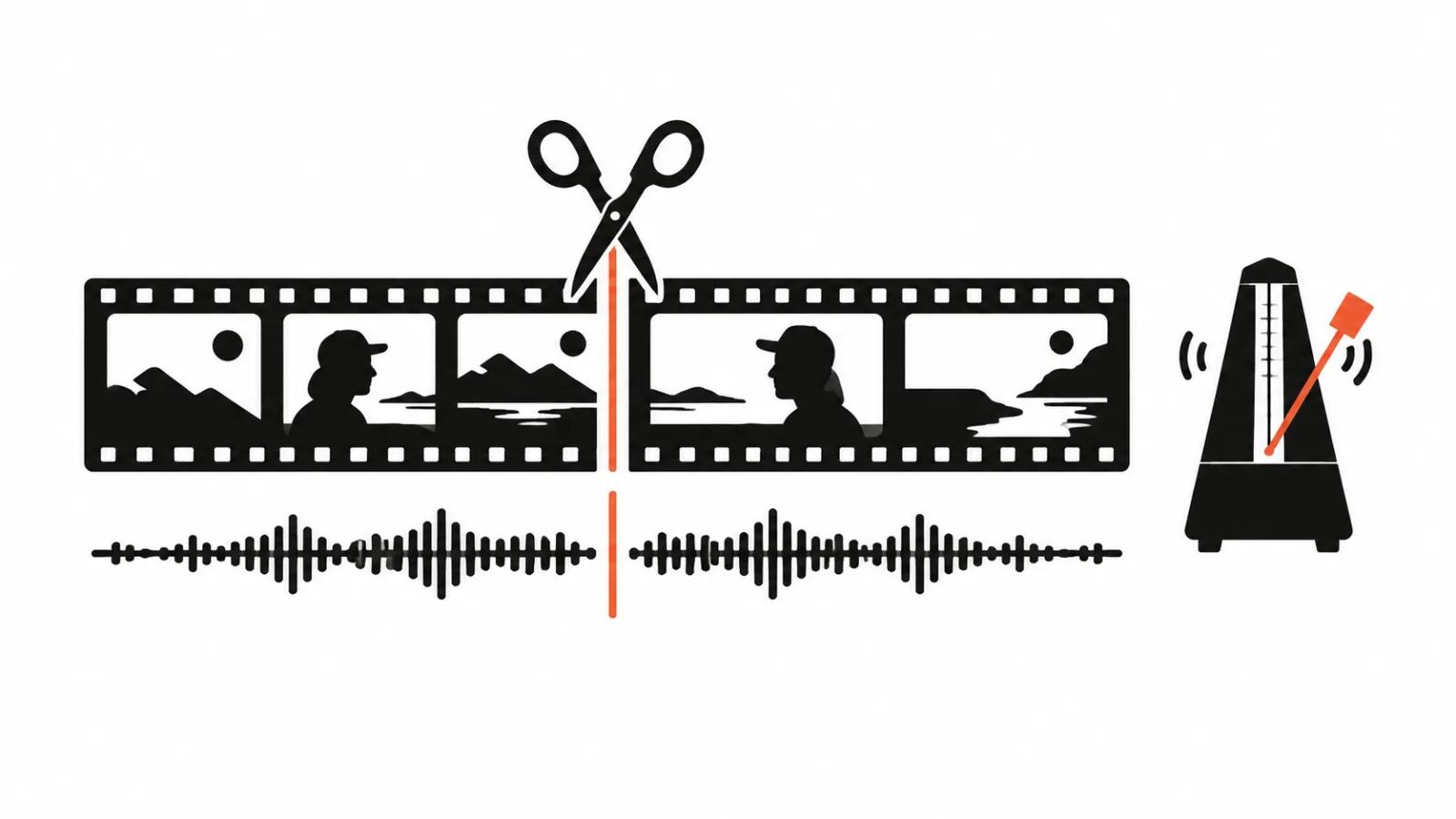A strip of clips, scissors and an audio track: AI for video editing