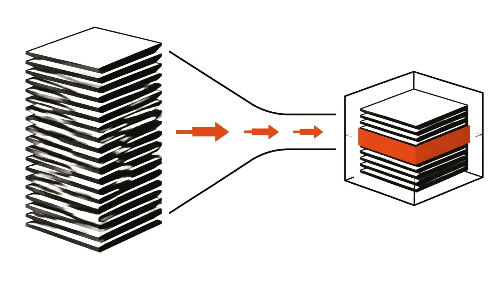 Model layers compress into a compact block that fits into desktop memory