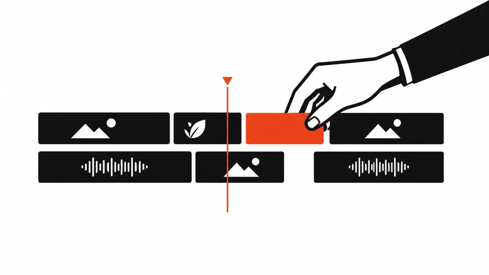 A hand places a clip on an editing track: what the editor's work is made of
