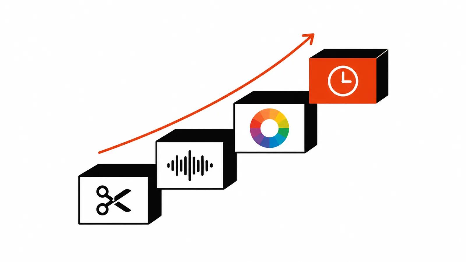 The steps of an estimate: cutting, sound, colour and time as separate lines