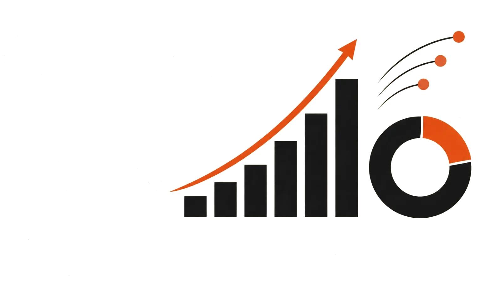 Video infographic: bars, a line and a donut chart translated into motion