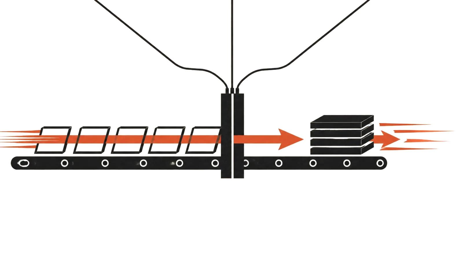 Three frame streams merge into a single compression gate: cheaper frames, faster video