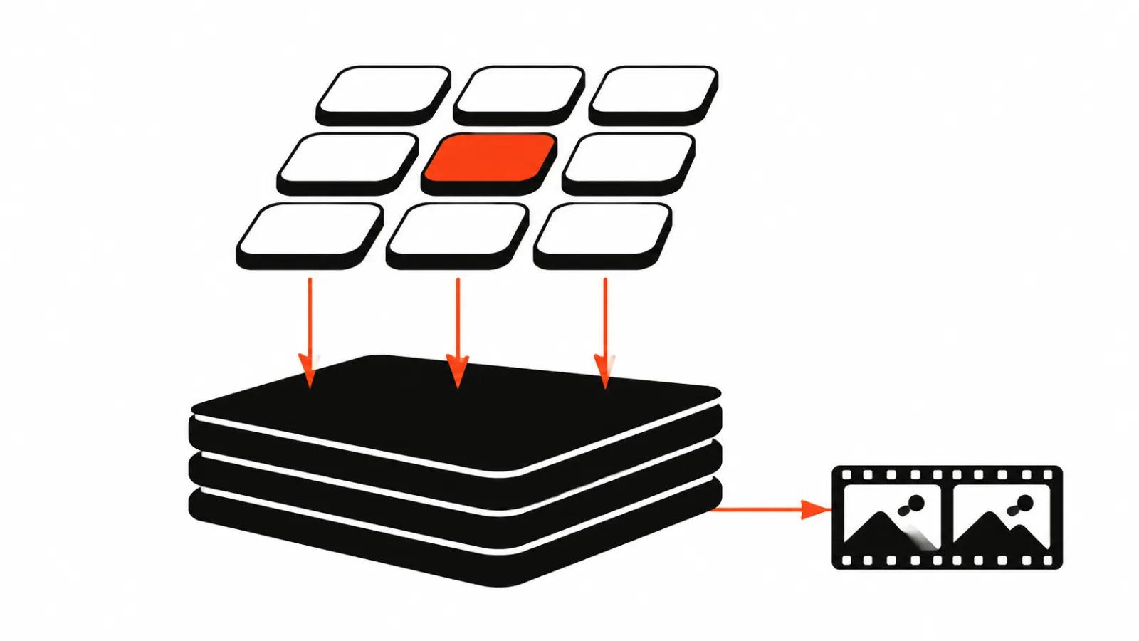 A platform of apps stacked over models: many tools instead of one generator