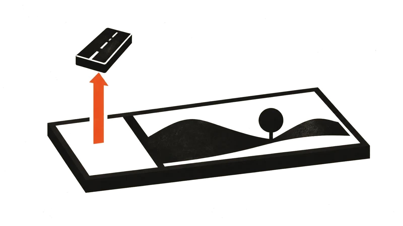 A small object slides out of a video frame along an orange track, leaving clean background: object removal