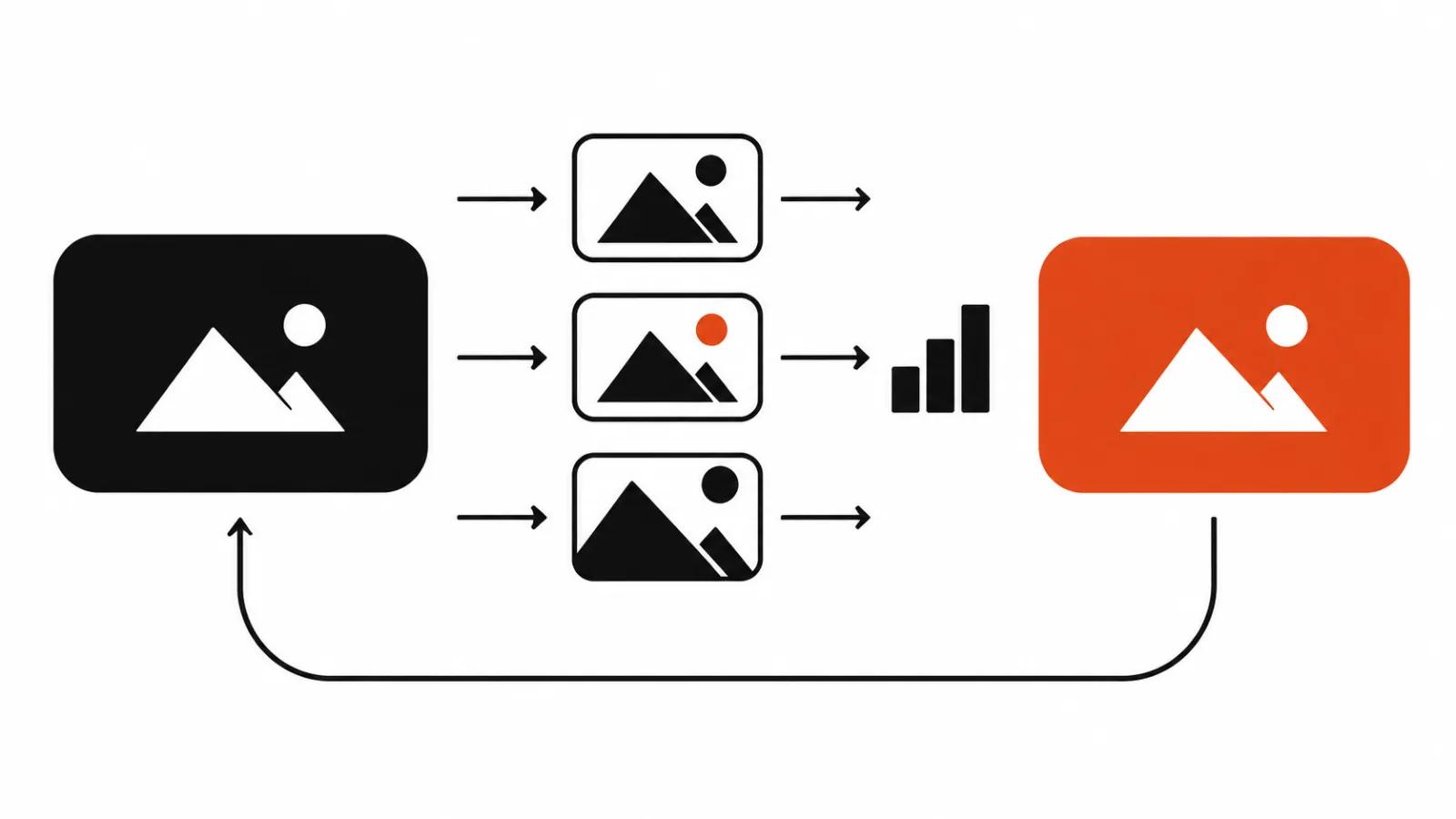 Loop: one ad, three variants, the chosen block and data flowing back
