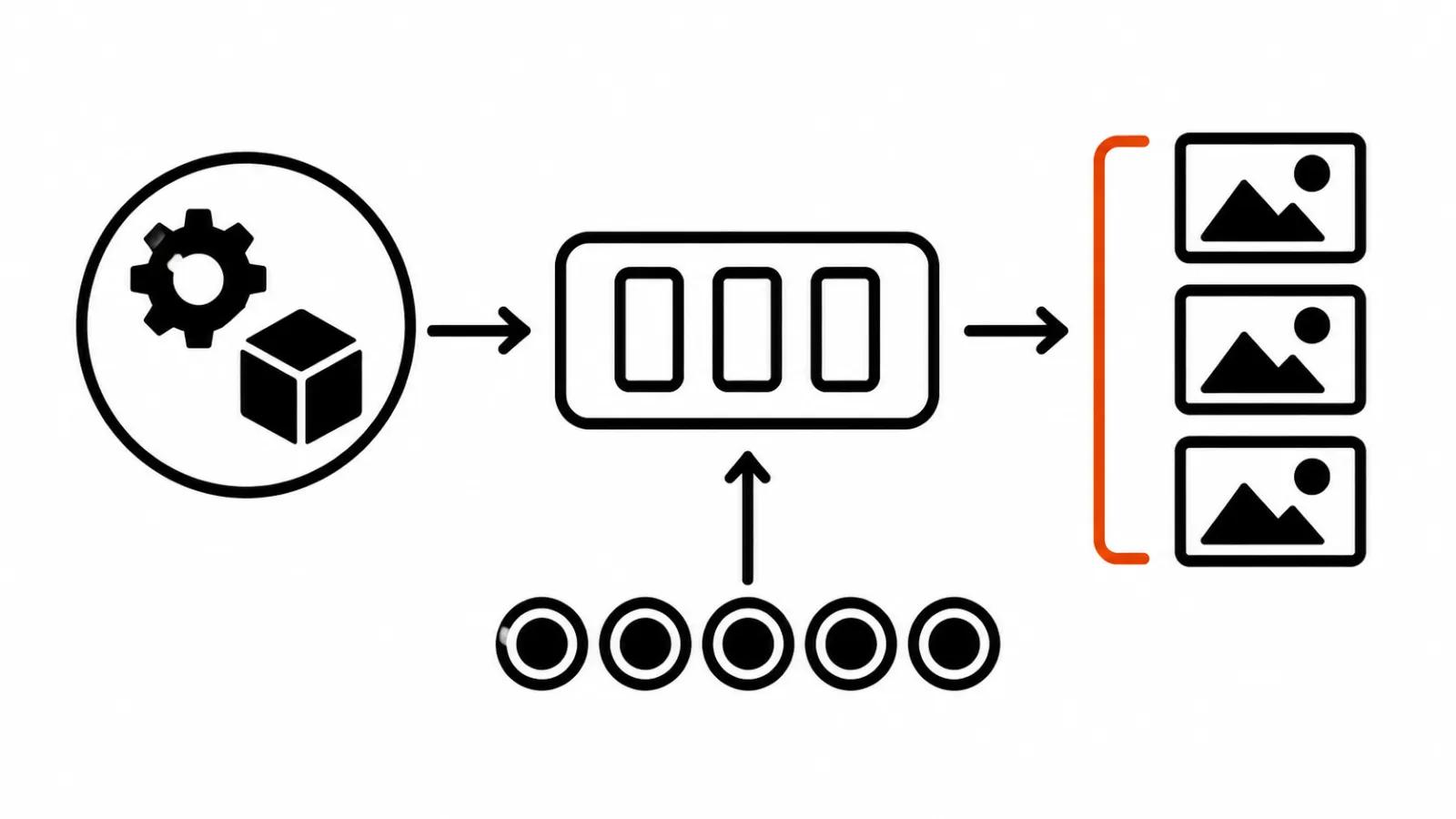 A workflow packed into an app, a series of identical outputs and credits at the input