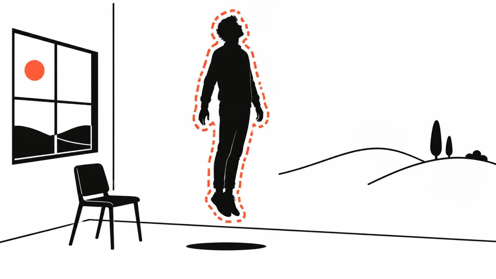 A person silhouette cut from a room and placed on a new background without a green screen