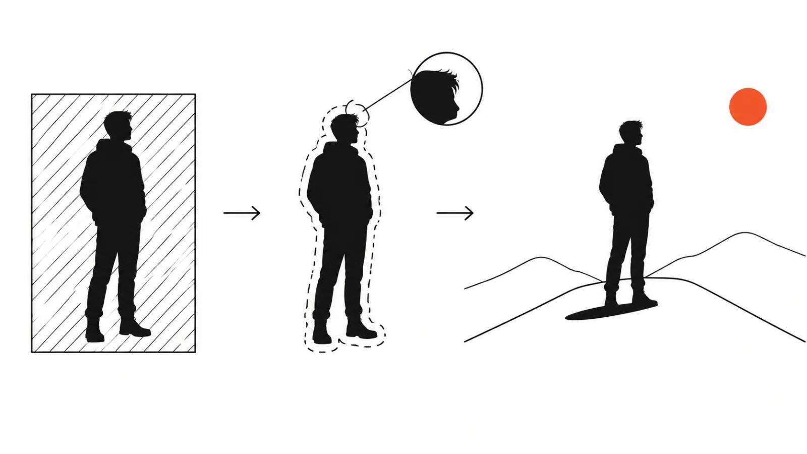 Three routes: green screen, cutout mask, finished subject on a new scene