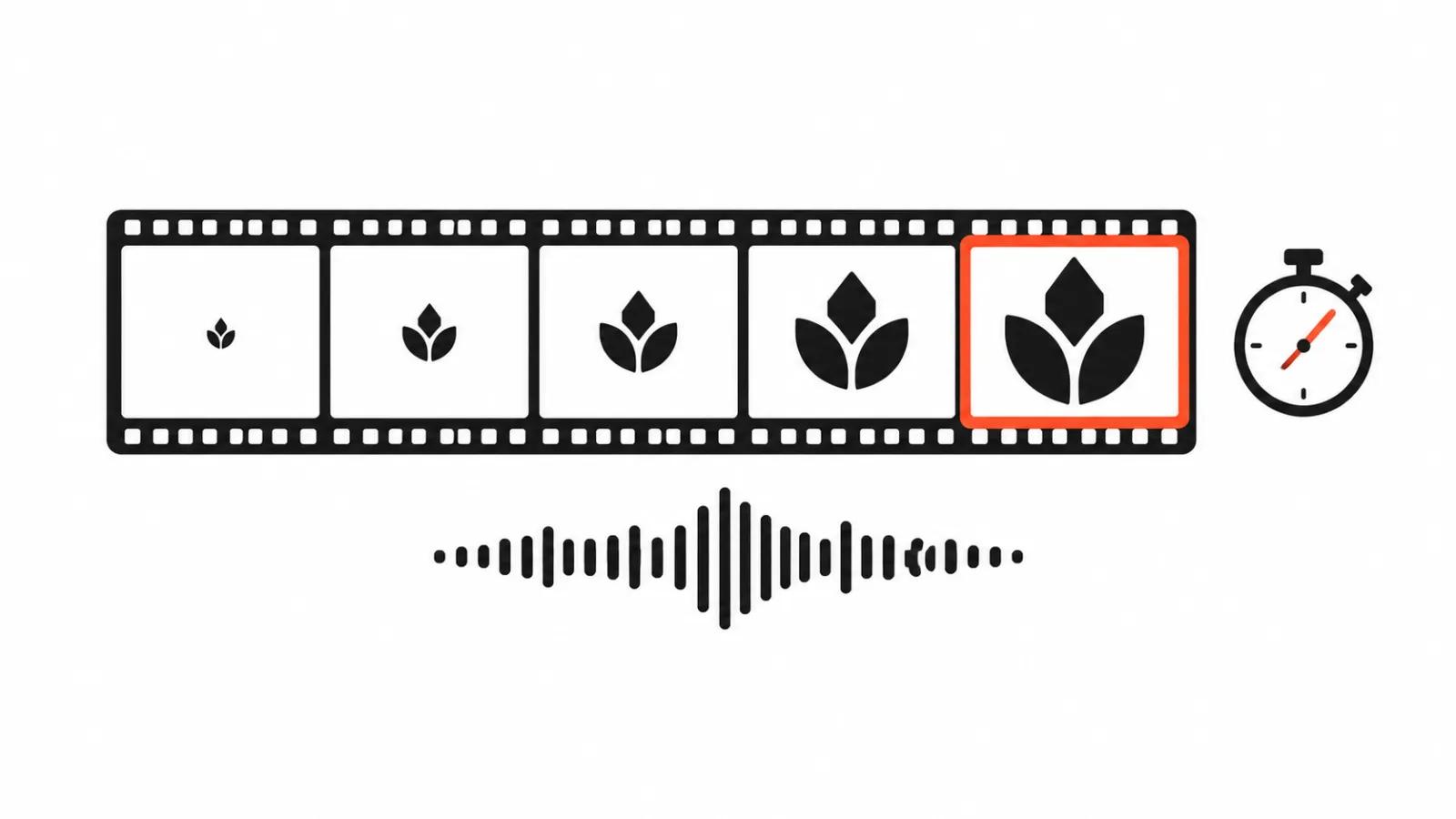 A few frames of a short intro, a stopwatch and sound: the intro fits into seconds