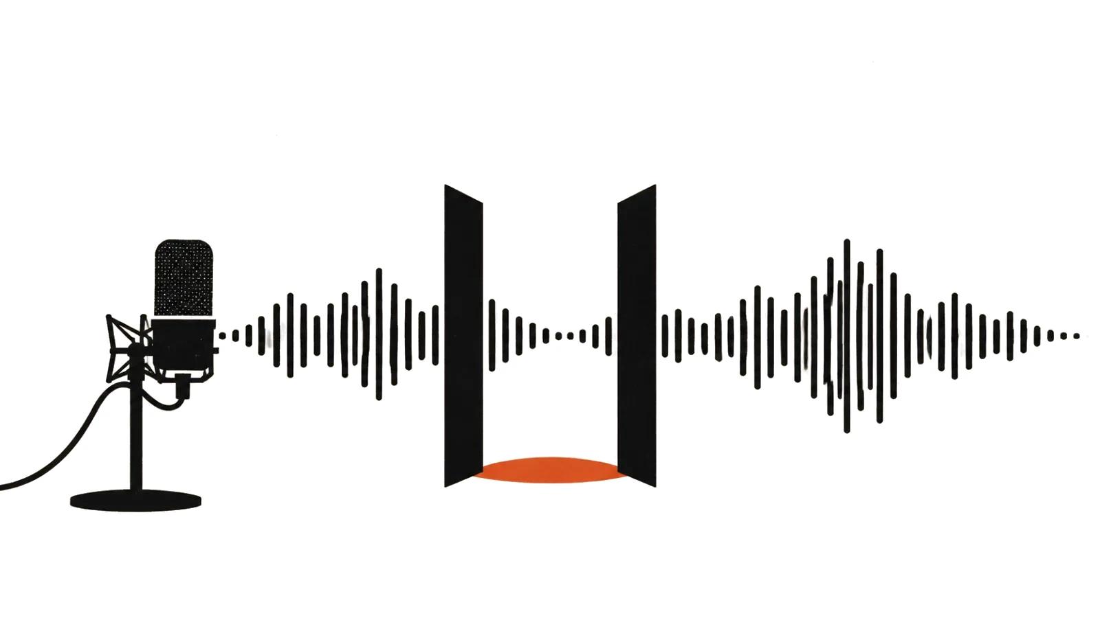 A sound wave passes freely through an open doorway: a free voice tier